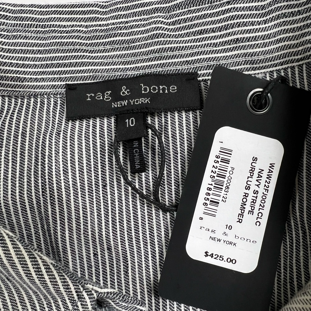 NWT🥼rag & bone Navy Stripe Surplus Romper SZ-10 - Picture 11 of 15